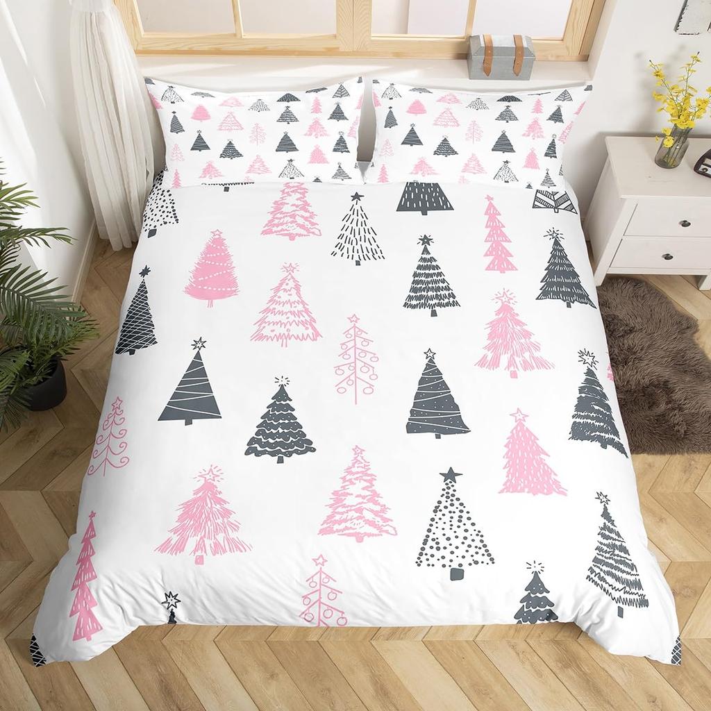 Merry Christmas Duvet Cover Twin Queen Christmas Tree Snowman Bedding Set For Kids Boy Girl Teen Gingerbread Man Comforter Cover