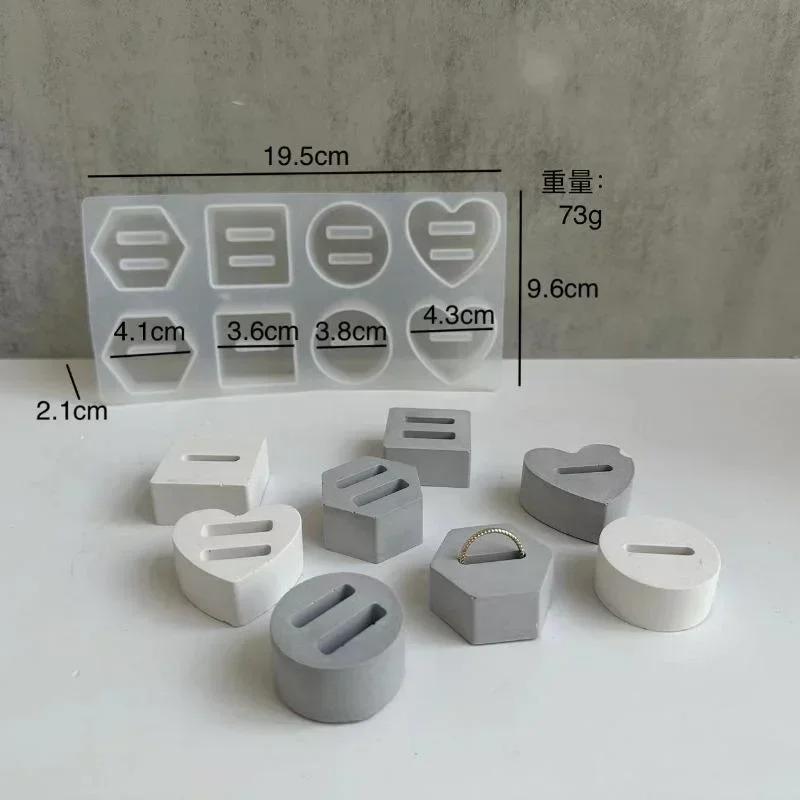 8 Hole Ring Stand Crystal Epoxy Resin Mold Round Hexagonal Love Ring Stand Mirror Silicone Mold DIY Ring Display Stand Mold