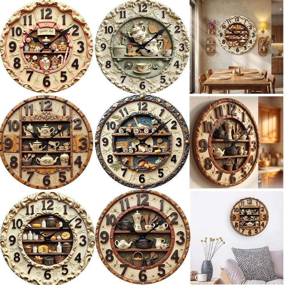 Wood Dessert Theme Wall Clock Silent Sweep Movement Silent Wooden Wall Clock Living Room Decor