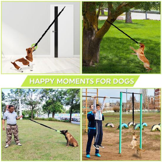 Dog Hanging Bungee Tug Toy Interactive Tree Hanging Tether Tug-of-War Toy with Chew Toys Indoor Self Play Spring Rope for Large And Medium Dogs