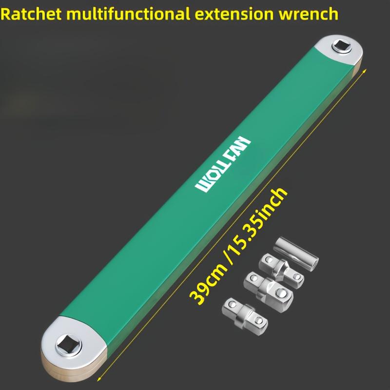 Multi-Functional Extension Wrench, 39cm/15.35inch, Ratchet Conversion, Narrow Extension, Quick Release Socket, Universal Tool for Car Maintenance