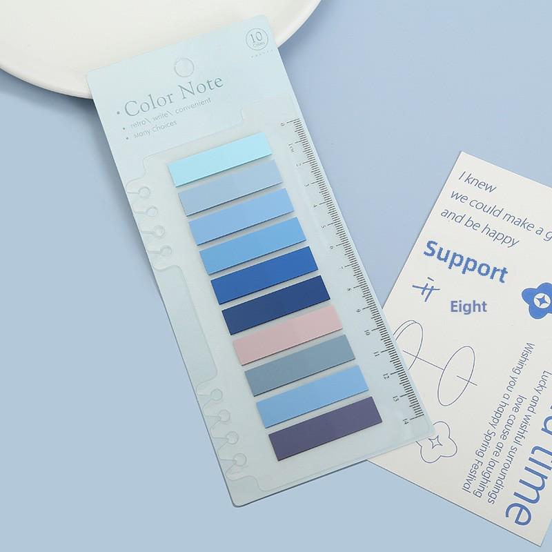 Colorful Transparent Morandi Ruler Index Stickers - Writable Classification Labels & Sticky Notes