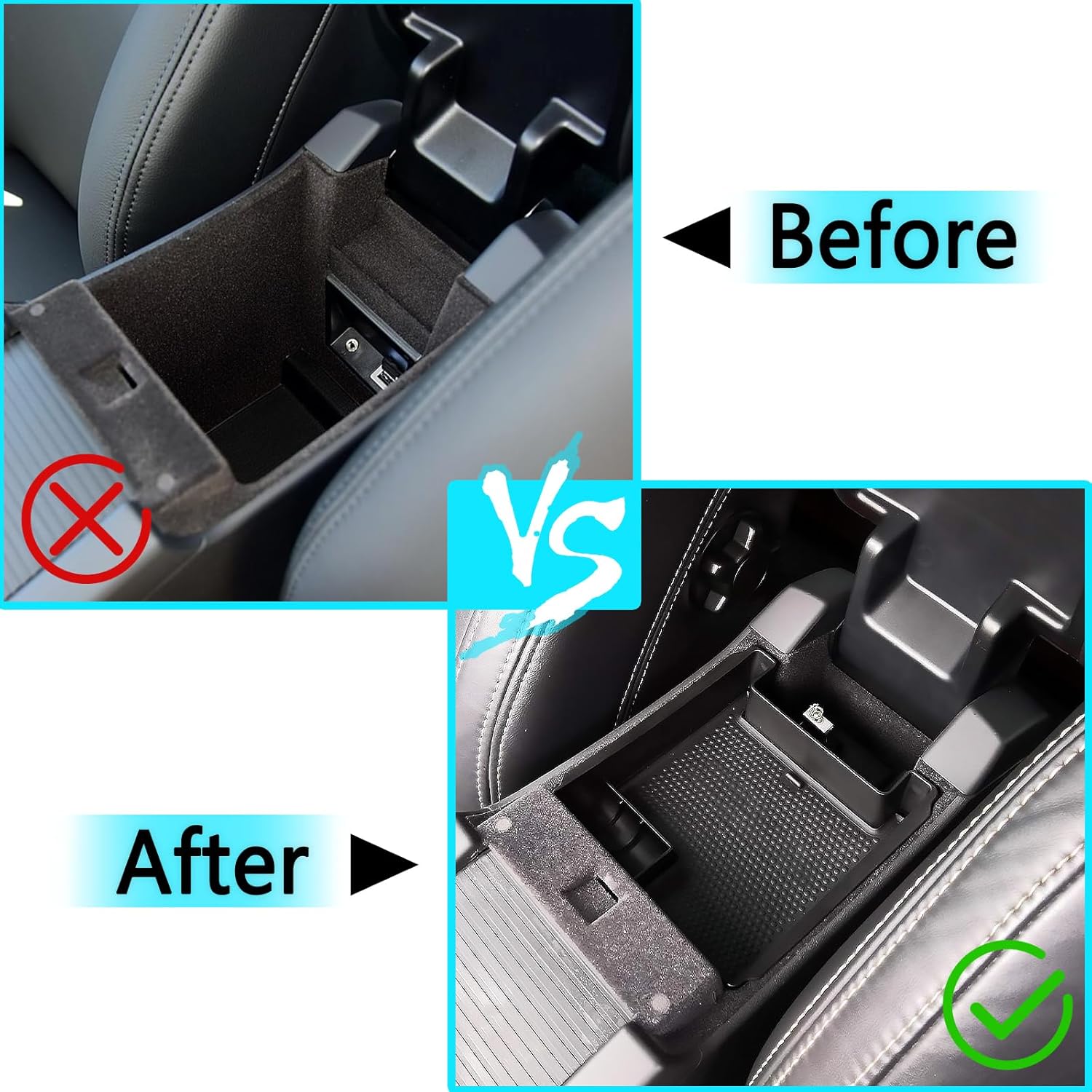 

Black Armrest Storage Box Center Console Organizers Phone Tray with Mat and Logo Fit for Volvo S60 S60L V60 XC60 2009-2017