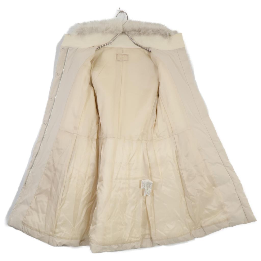 FOXEY Boutique 34690 Alpaca blend down jacket with fox fur and contrasting design coat 38 IvoryUsed