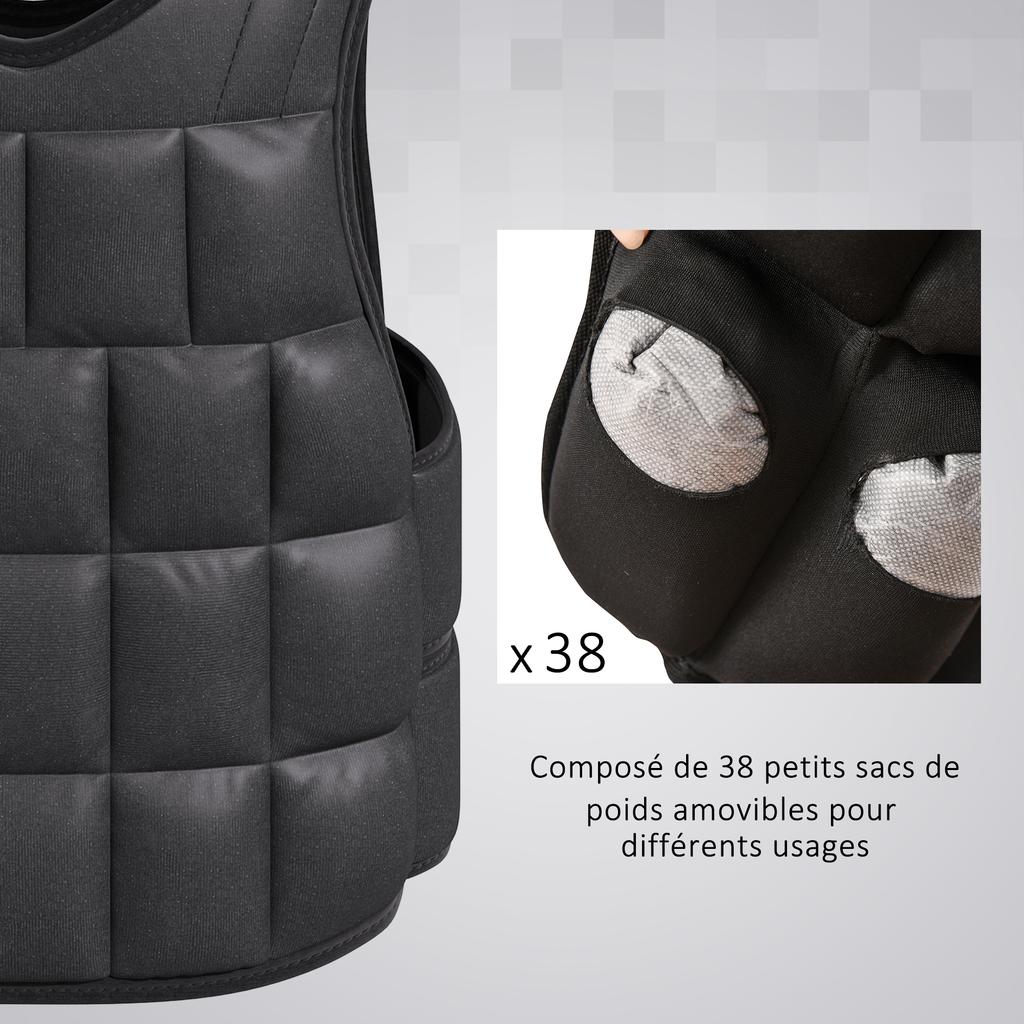 20KG Adjustable Weight Vest, Black