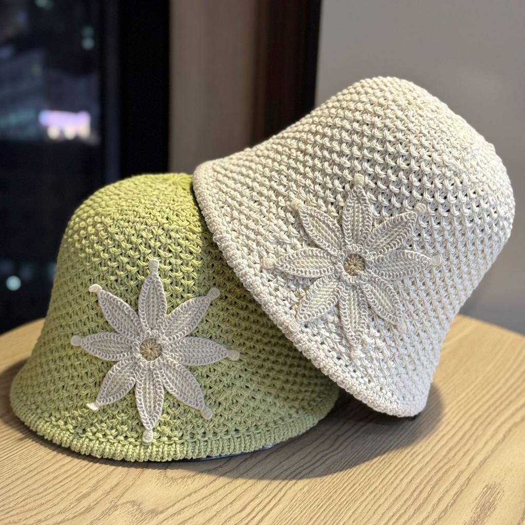 New Japanese-style cute handmade floral fisherman hat for women, sweet and fashionable bucket hat for spring and summer, sun protection and UV