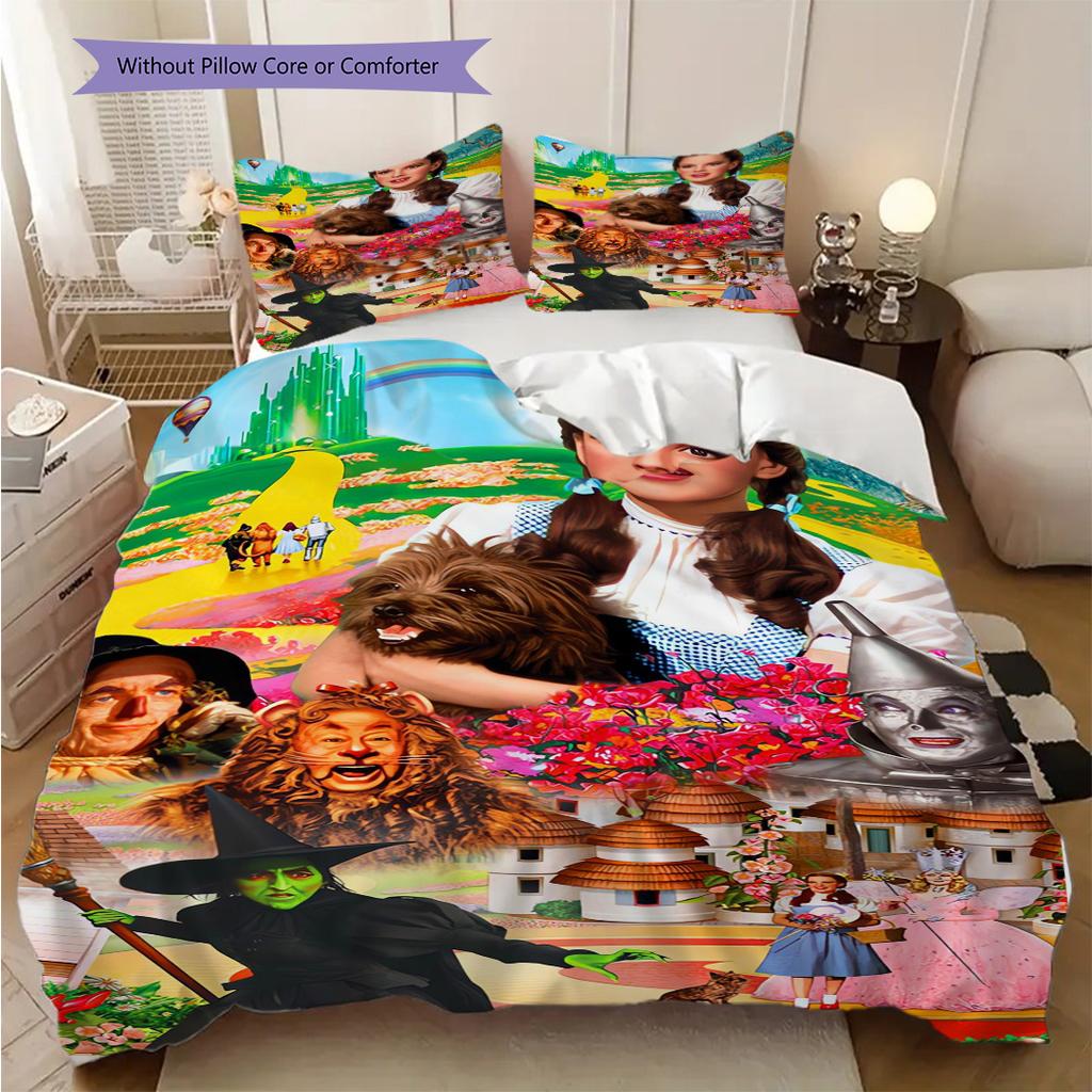 Fantasy Magic Adventure Three-piece set (1 * duvet cover + 2 * pillowcase, without core) 2D Flat Bedding set Christmas birthday gift