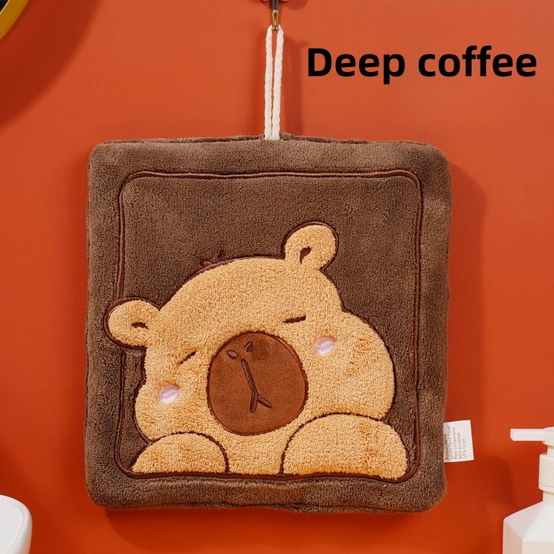 

Салфетки Capibala для рук, плотное коралловое флисовое вышитое полотенце, милое впитывающее полотенце для рук, быстросохнущее кухонное детское маленькое полотенце, многофункциональное полотенце глубокая кофе