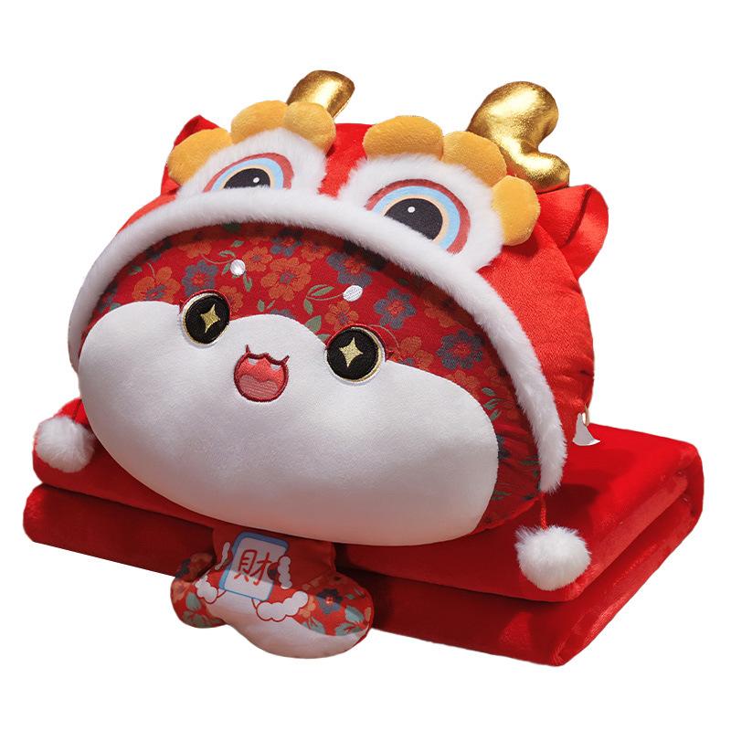 Year of The Snake Pillow Blanket All-in-one Doll Doll National Fashion Lion Awakening Sofa Pillow Quilt Second Use Autumn and Winter Car Cushion