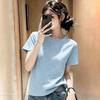 Women's Short Sleeve Tee Round Neck Casual Fashion Glitter Rhinestone Solid Color T-Shirt