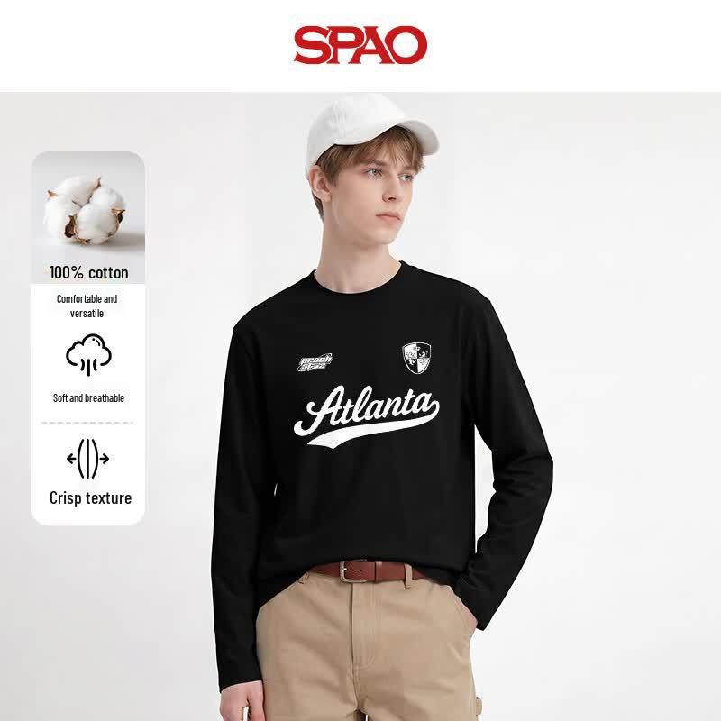 SPAO Men s American Style Long Sleeve Cotton T-shirt L