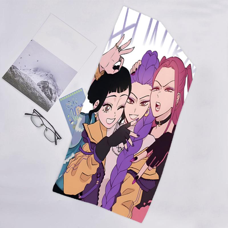 1pc KPop Demon Hunters8 Beach Towel, Beach and Seaside Swimming Pool Equipment, Fashion Pattern, Rectangular, Travel Essentials