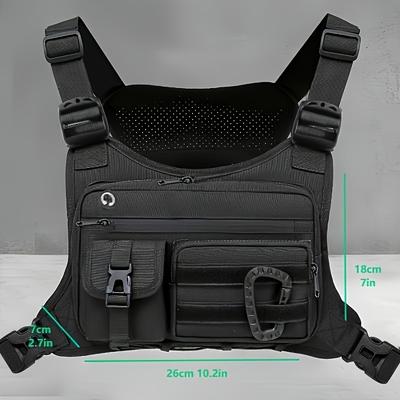 Qianyu Tactical Chest Bag & Vest - Tactical EDC Chest Bag Equipment, with Zipper Closure and Adjustable Shoulder Straps