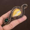 Natural Yellow Mookaite, Green Onyx Gemstone Copper Wire Wrap Pendant 3.94" P0w94