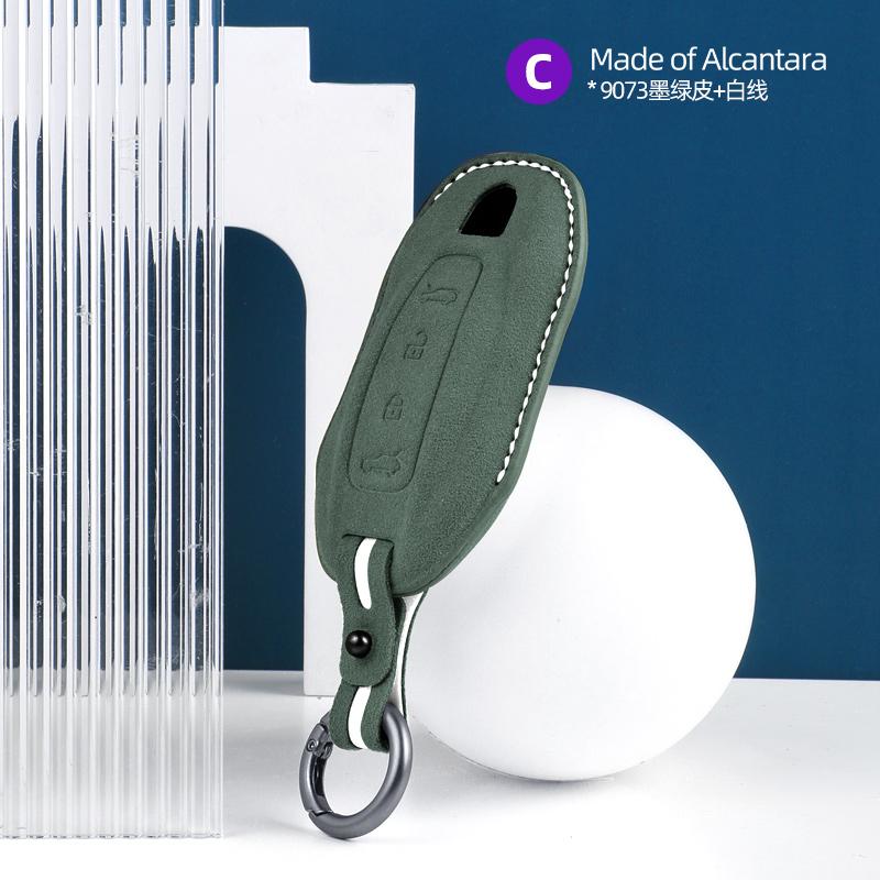 

Alcantara Suede Key Fob Cover with Keychain Fits Porsche Macan 4 EV Electric model 2024 2025 Taycan 2022 Key Shell Accessories