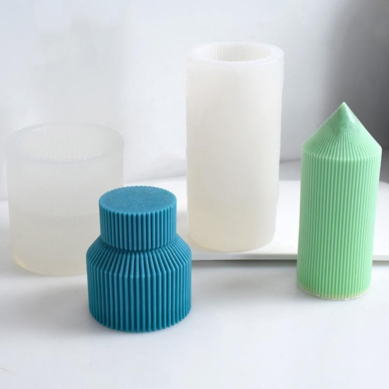 Geometric Striped Mold Cylindrical Silicone Molds DIY Cake-Decor X3UC