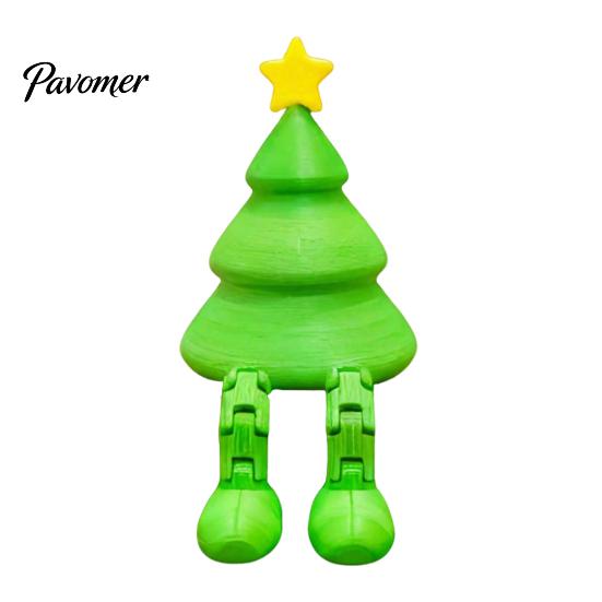 Christmas Tree Ornament Figurine with Articulated Legs, 3D Printed Xmas Statue, Mini Desk Decoration for Home Office Shelf Holiday