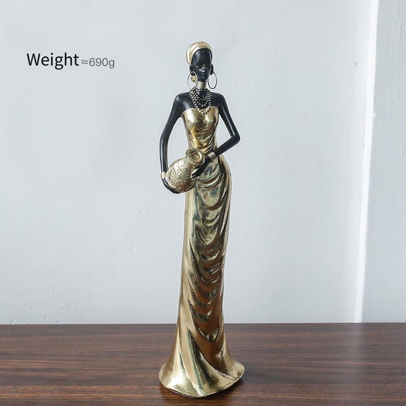 Hot Selling Retro African Figures Black Women's Ornaments Home Decor Fashionable and Classic Living Room Resin Crafts