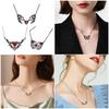 Edgy Heart Bat Wing Pendant Necklace Dark Fantasy Skull Hand Jewelry For Women Gothic Halloween Gift Fashion Accessory