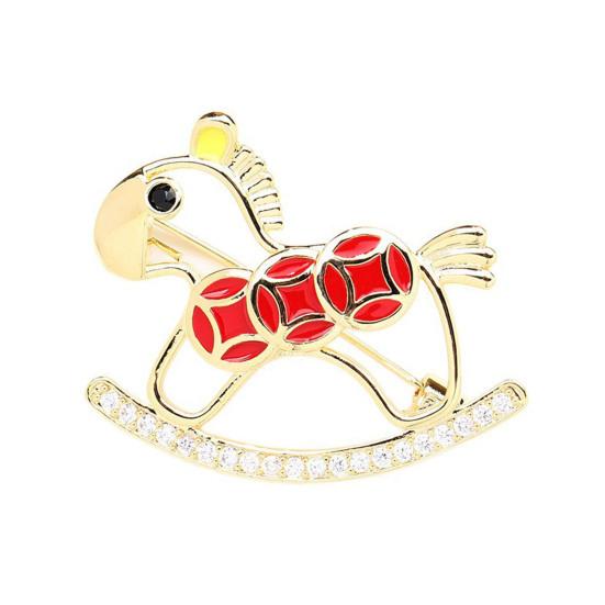 Rhinestone Horse Brooch Sweater Cardigan Coat Business Suit Zodiac Animal Lapel Pin Men Women Fashion Jewelry Clothing Accessories