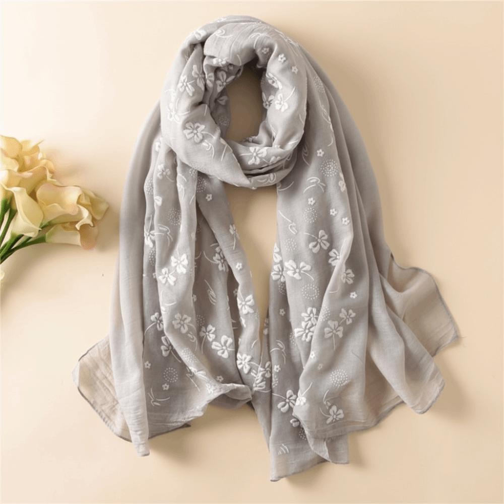 Retro Foulard Hijab Elegant Shawls Wraps Literary Female Headscarf Spring Summer Autumn for Women
