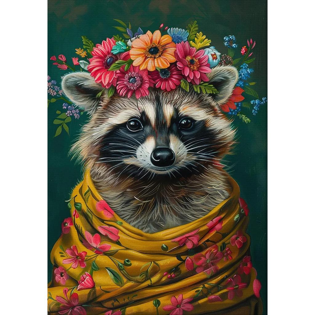 Vintage Maximalist Floral Wild Animal Canvas Painting Lion Owl Peacock Wolf Flower Poster Print Wall Art Picture Home Decor