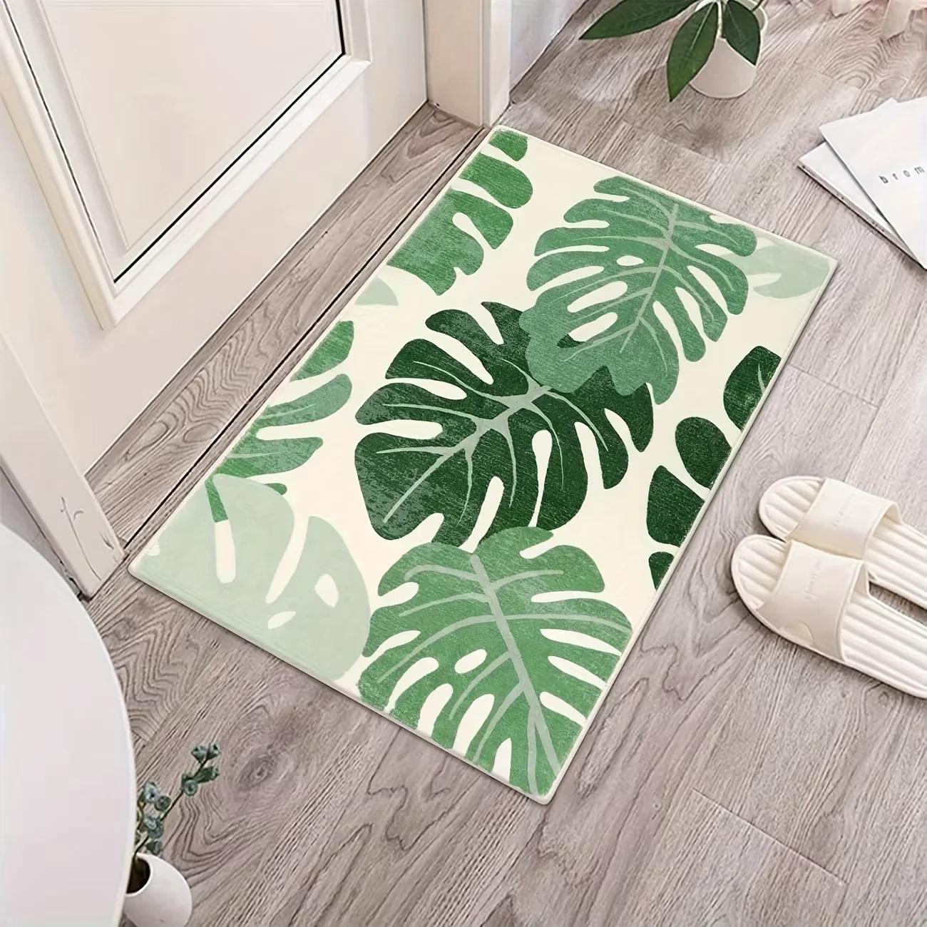 

Turtle Backed Bamboo Printed Small Carpet Green Fresh Simple Mat Bedroom Entrance Office Dust Falling Rug Home Decoration 30X50CM