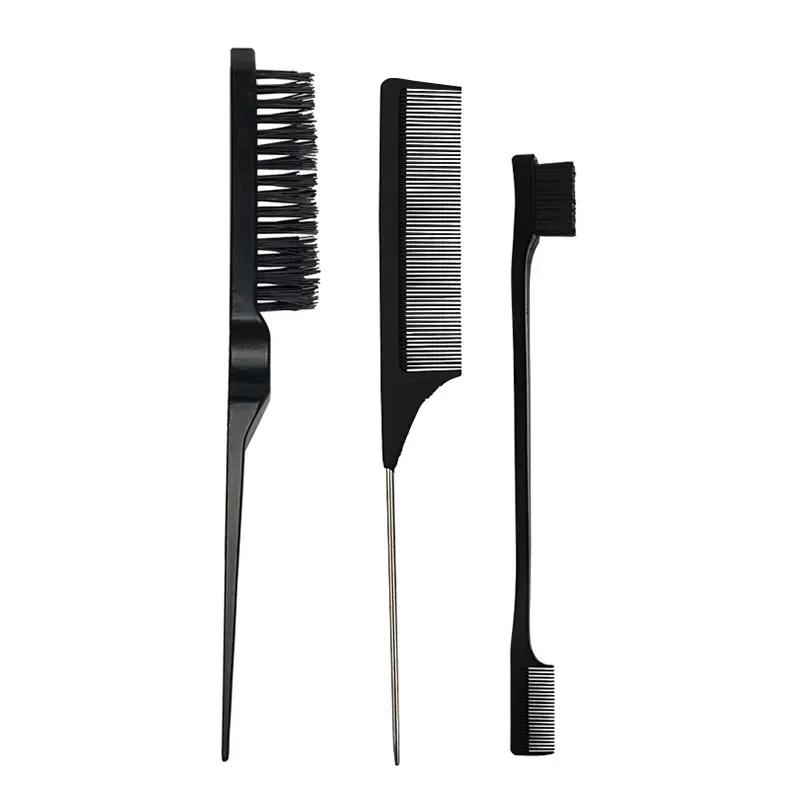 3Pcs/set Hair Coloring Brushes Combs  Pointed Tail Hairdressing Comb Double Comb Three Rows of Styling Brush Eyebrow Brush Tools