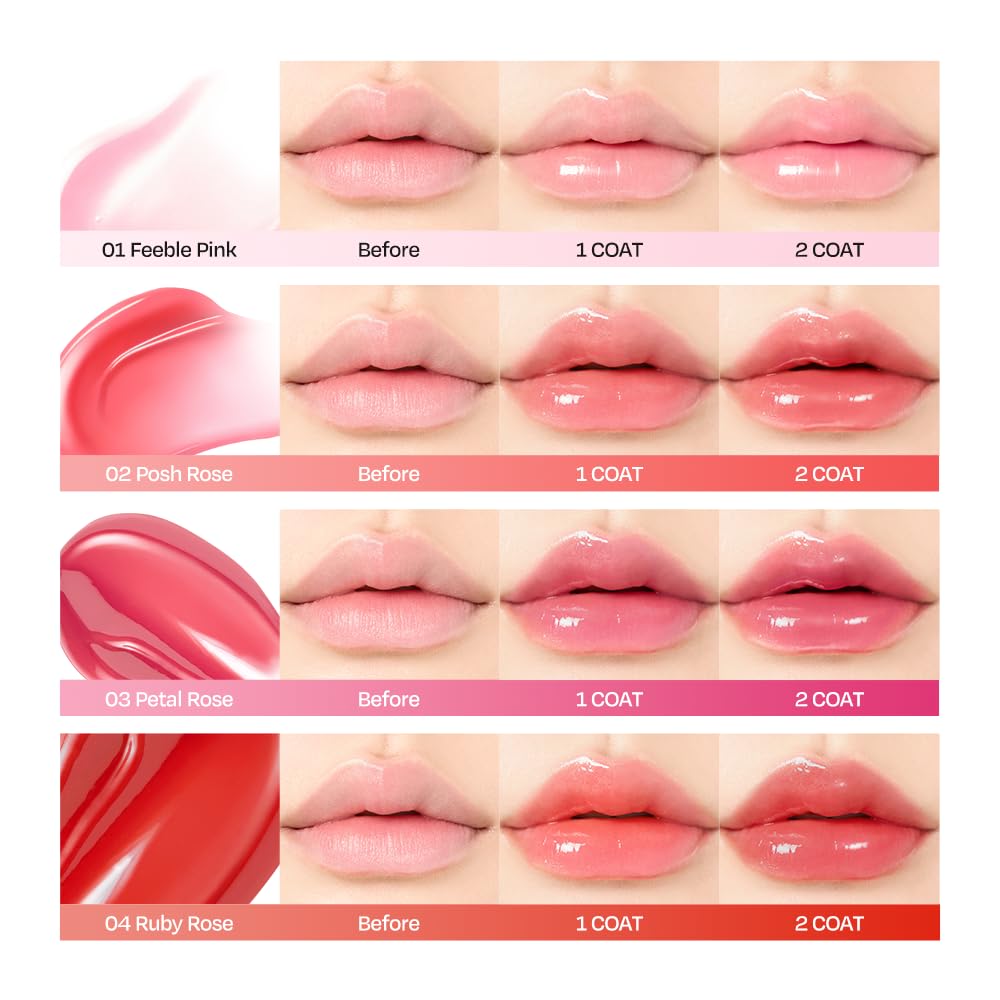 Plumping Lip Glow Mood Volumizer Moisturizing Lip Gloss Tinted Hypoallerizing Lip Plumper [d'Alba Official] (Petal Rose)