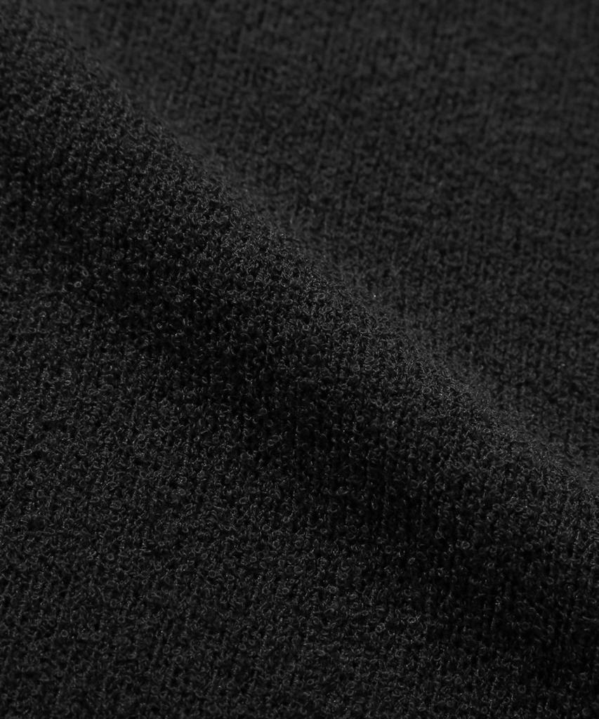 TRILLION Washable Boucle Collar Short Sleeve Knit (Pure Black)