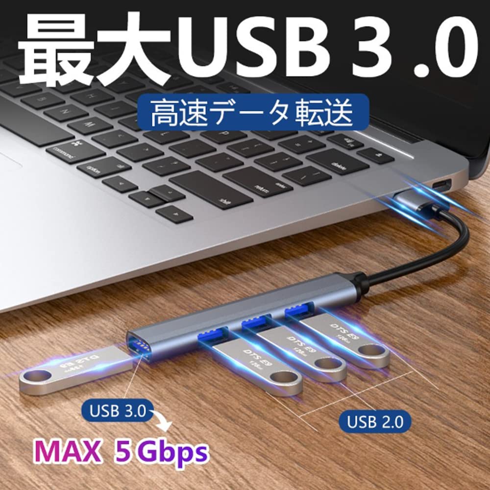 And Compact USB USB Hub for Windows and Compatible with Surface and Other Ideal for Remote Work and Ultra-slim, Lightweight, 3.0 Bus-powered 4-port