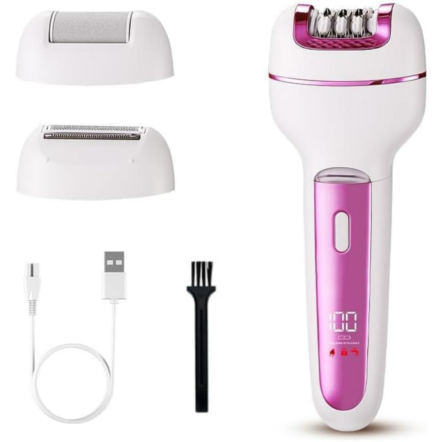 Epilator Body Hair Removal Device,Rechargeable Electric Trimmer & Callus Remover for Women розовый
