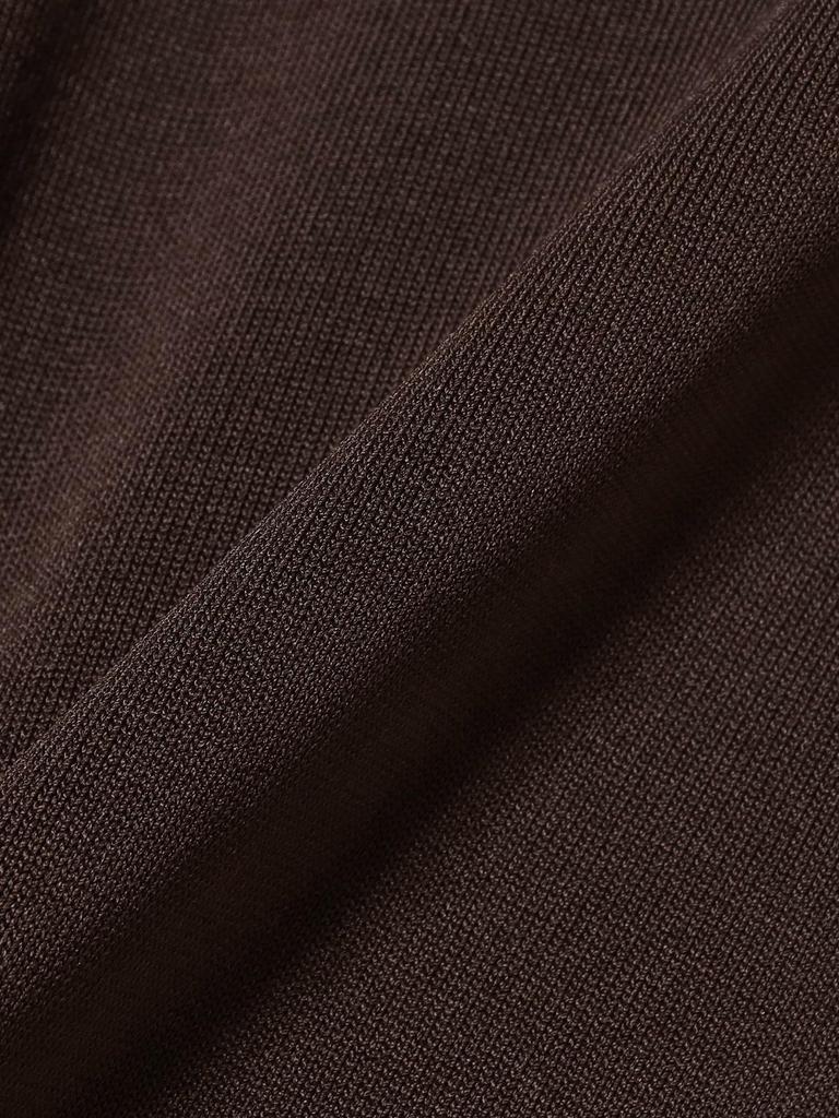 B:MING LIFE STORE by BEAMS Men's L/S Knit 12 Gauge Zip Polo Cardigan, Brown, Size M