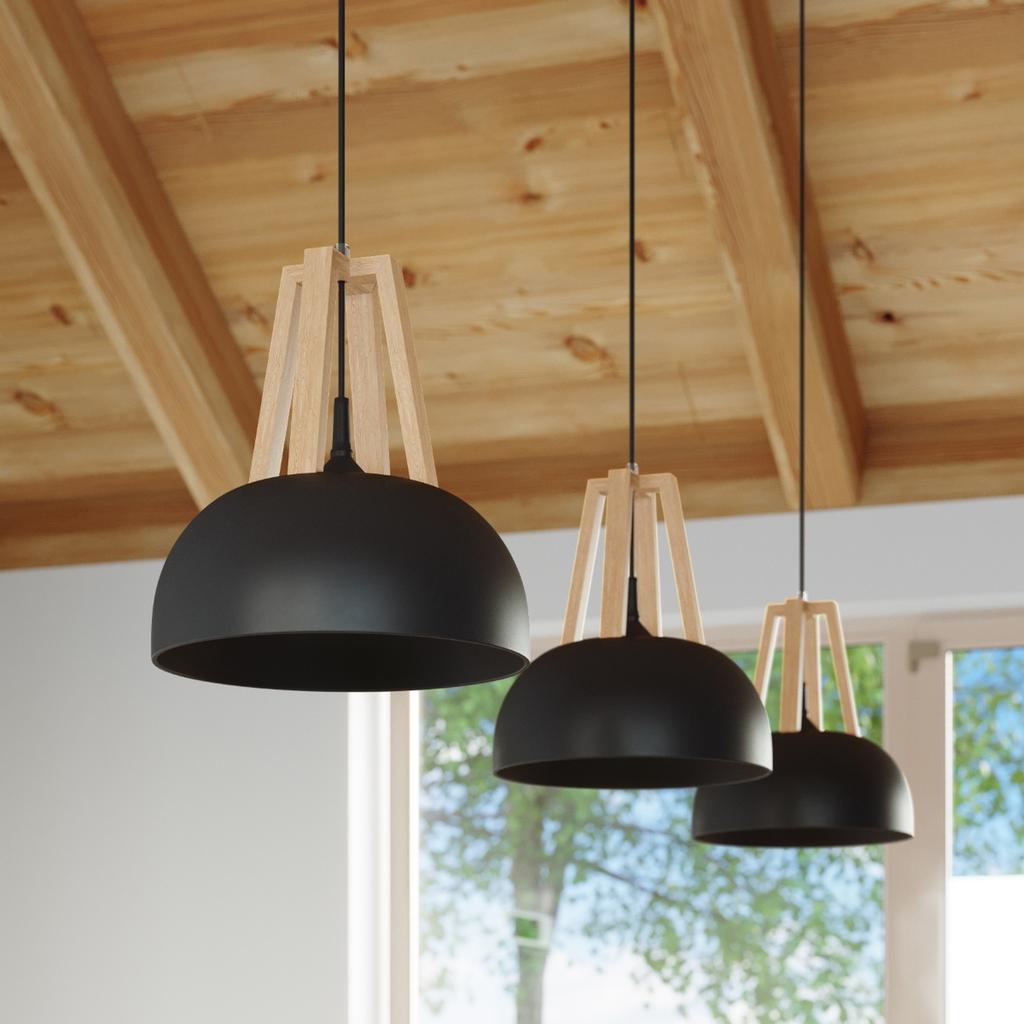 Lampa Wisząca Casco 1 E27 Czarny  Wood Sollux Sl.0390