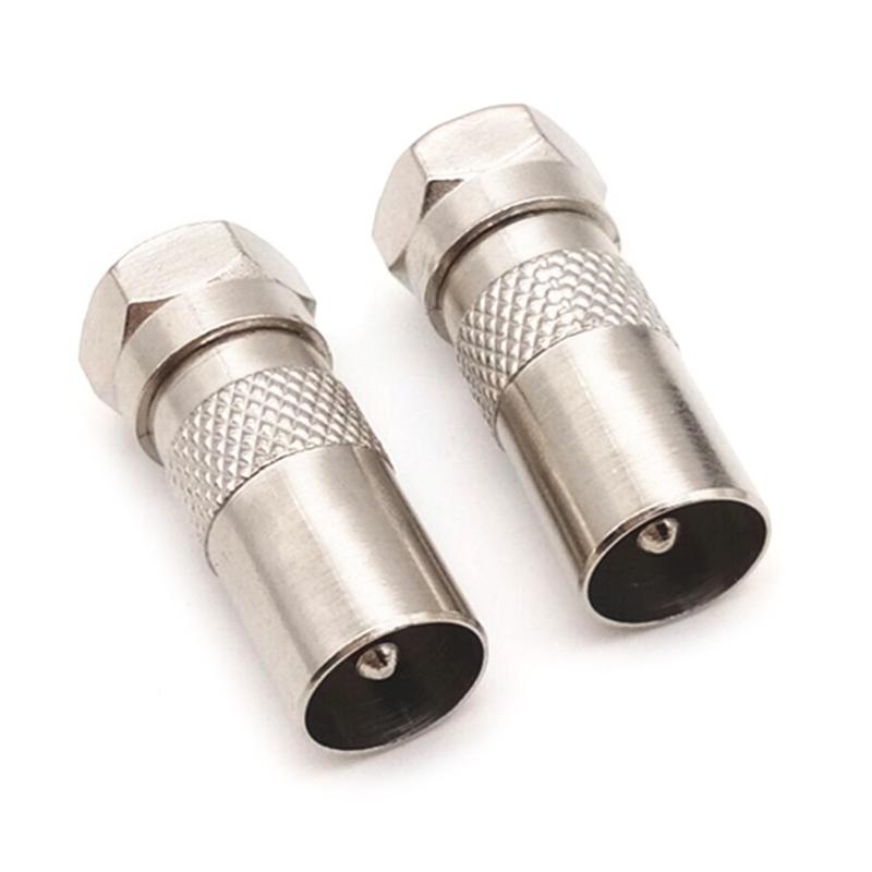 2Pcs F Type Male Plug Connector Socket to RF Coax TV Aerial Female RF Adapters for Audio Video Systems
