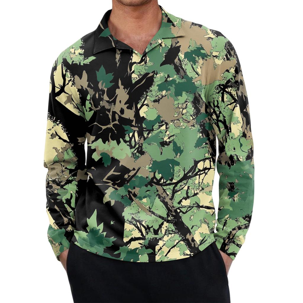 Men's Casual Retro Small V-neck Long-sleeved Top