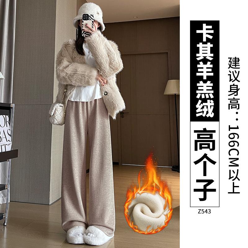 Imitation Cashmere Wide-leg Pants Women's New Autumn and Winter Small Drape Glutinous Rice Pants Casual Straight Fleece Pants