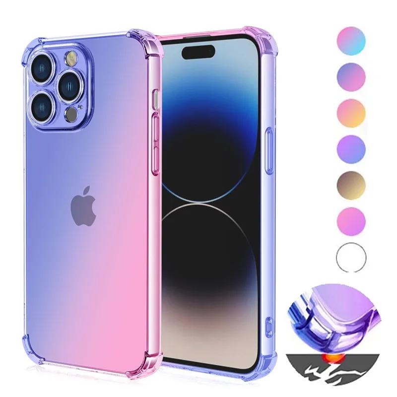 

Чехол Gradient Airbag TPU для iPhone 15 Pro Max 14 Plus 13 12 Mini 11 XR XS Max SE 7 8 Plus, противоударный, роскошный, со стразами, цветной чехол