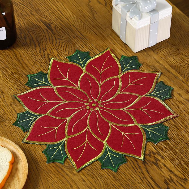 3Size New Europe Cotton Christmas Flower Table Runner Lace Embroidered Cover Cloth Towel Kitchen Tablecloth Party Birthday Decor