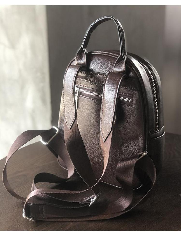 Johnature Versatile Genuine Leather Women Bag Small Backpack Leisure Solid Color Natural Cowhide Travel Backpacks