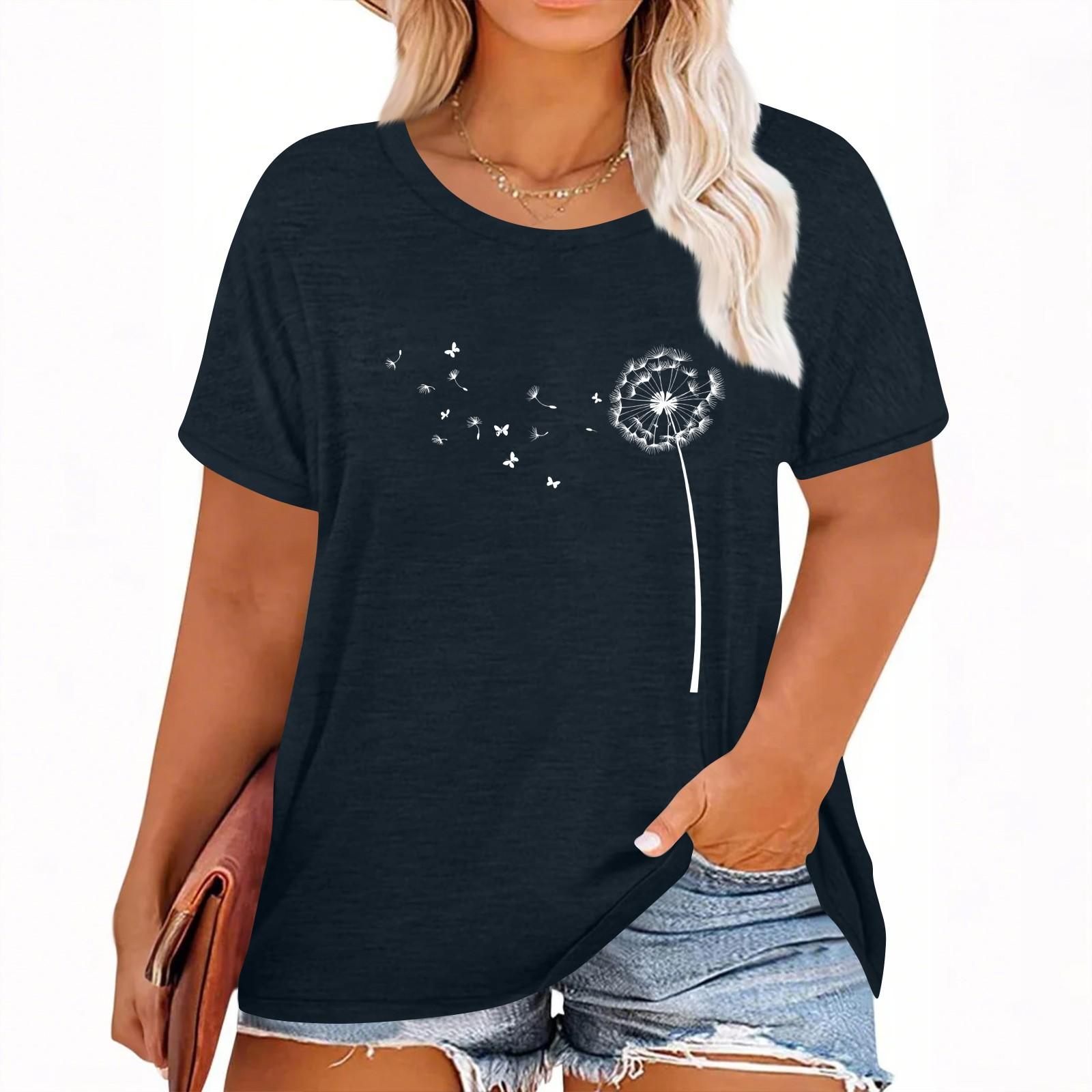 

Women s Hawaiian Floral Print Short Sleeve T-Shirt Top XXL Темно-синій