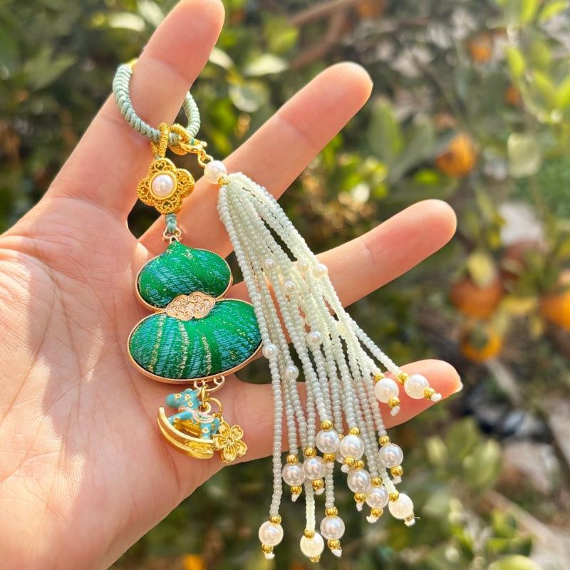 Pure Handmade Song Brocade Horse Pendant Charm – Double-Sided Fortune & Prosperity Tassel Ornament