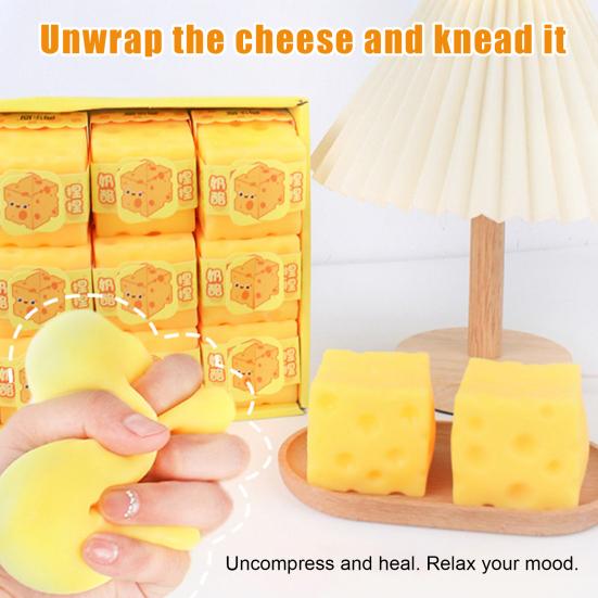Jouet à presser fromage malléable Soulagement du stress Montée lente Bloc de fromage Jouet sensoriel Nourriture simulée Jouet à pincer Fidget Jouets de fête