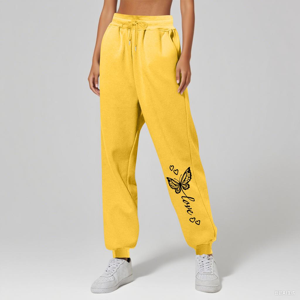 Ladies' Printed Unisex Casual Pocket Drawstring  Pants