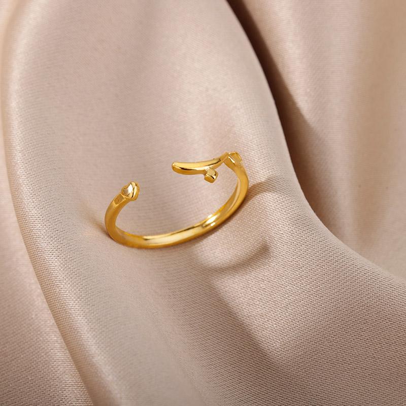 Minimalist Stainless Steel Arabic Love Rings For Women Gold Geometric Arabic Ring Aesthetic Wedding Christmas Jewelry Gift