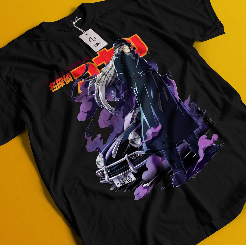 

Detective Conan T-Shirt Gin Shirt Case Closed Akai Tee Vermouth Ran Black Tshirt XL