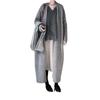 Women's Korean Knee-Length Knit Cardigan - Solid Color, Loose Fit, Plus Size, Autumn/Winter Styles