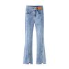 Split Denim Bell Bottoms Women's Summer High Waist Elastic Slim Straight Leg Women's Pants