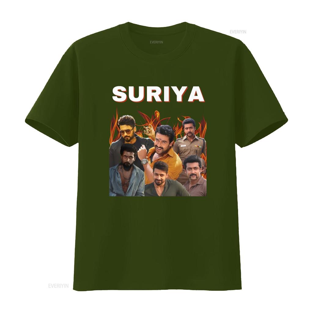 SURIYA Tamil T shirt vintage Washed Stretched Soft designer clothes Breathable fashion Slightly Versatile Comfortable graphic