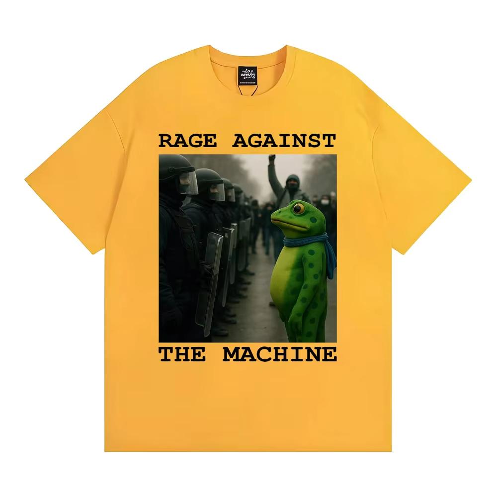 Rage Against The Machine Portland Frog Protest Funny Meme Tshirt Men Women Clothing Fashion Humor Oversized T Shirts Streetwear